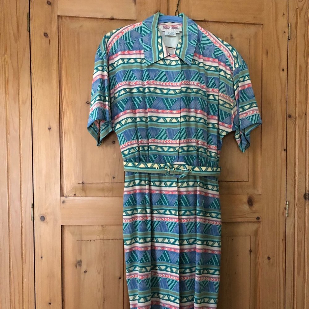 Multi-colored Maggy London silk dress, size 4P